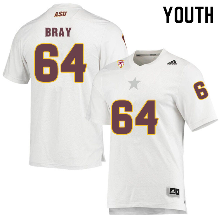 Youth #64 Ben BrayArizona State Sun Devils College Football Jerseys Sale-White - Click Image to Close